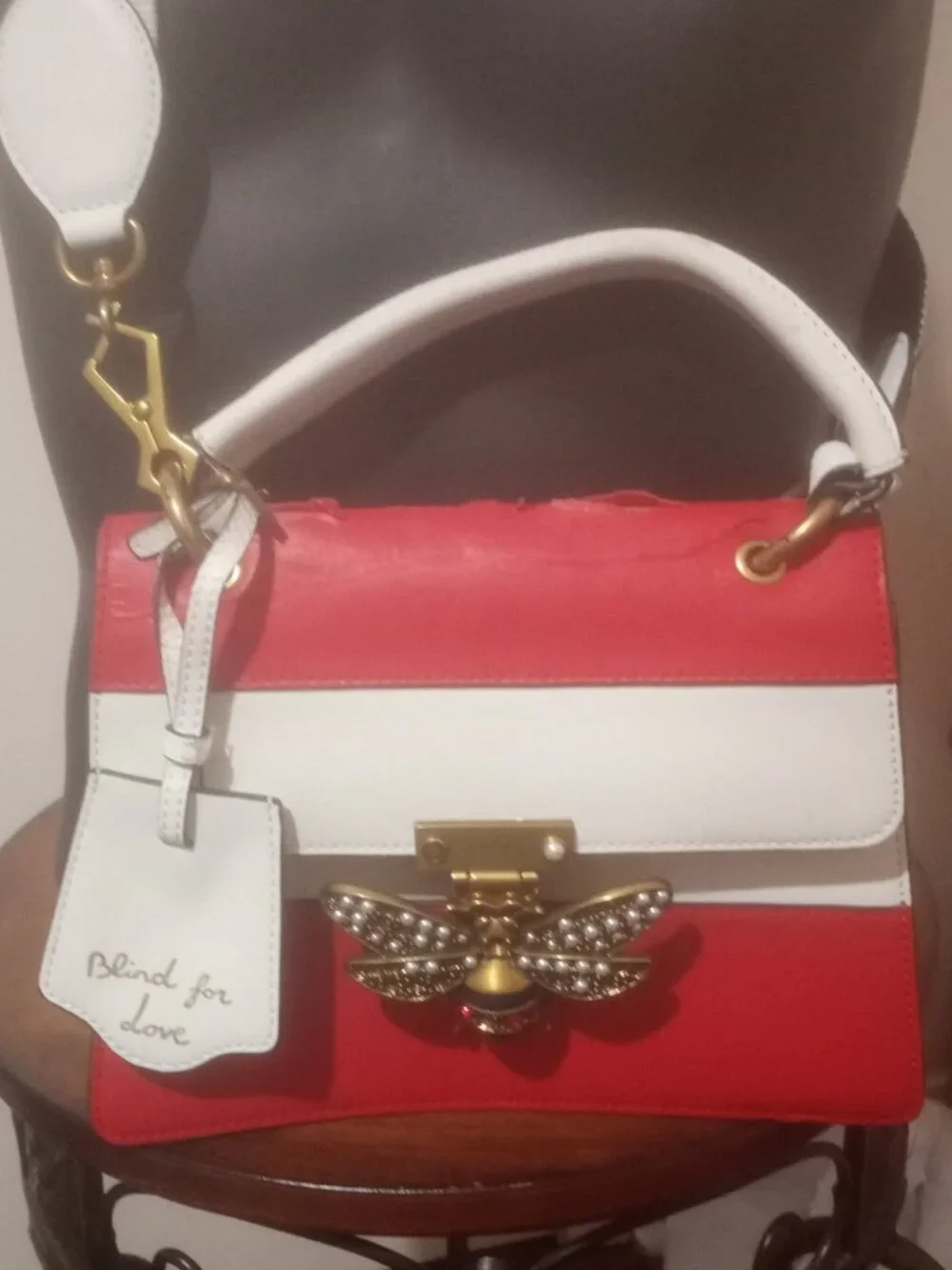 GUCCI Queen Margaret Bee Top Handle 2 way Shoulder Handbag Women - Picture 2 of 16